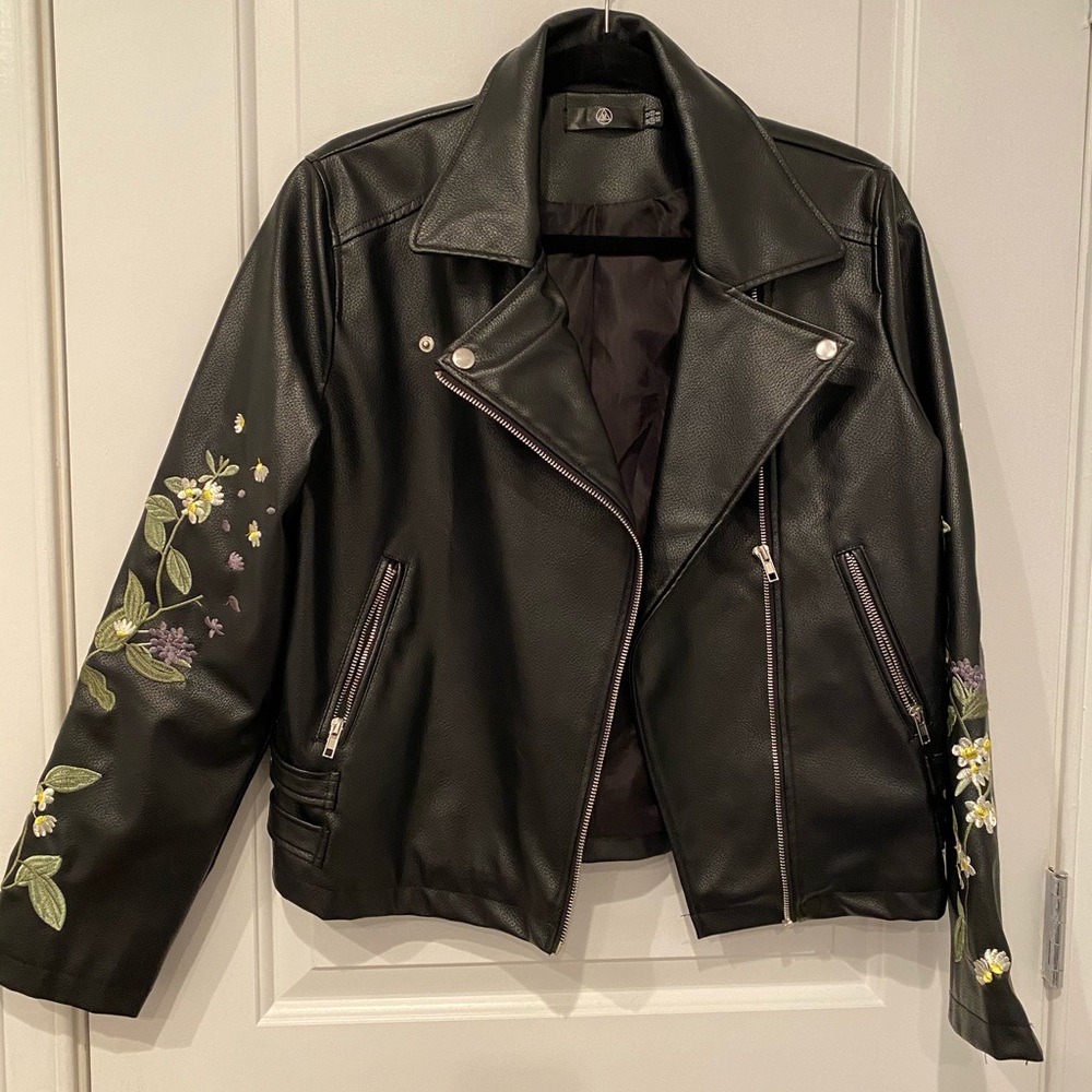 Leather Jacket with floral design